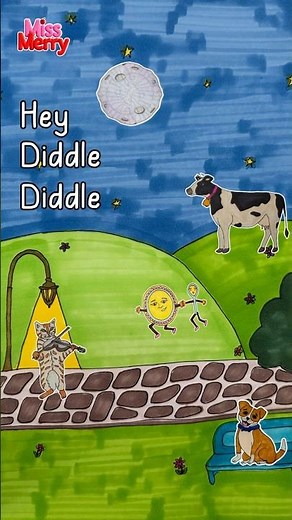 Hey Diddle Diddle 🐈🎻 Sing-Along Nursery Rhyme with Teacher Miss Merry 🍎
