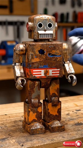 Retro Toy Robot Restored Like New in Seconds 🤖 #Satisfying