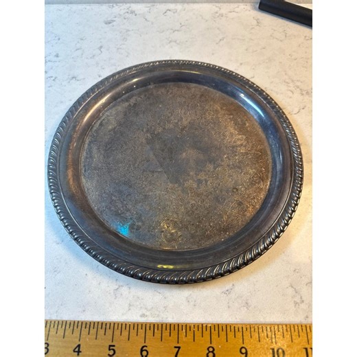 Wm Rogers 870 Silver Plate Round Serving Tray Etched Floral 9 Inch Vintage - Etsy