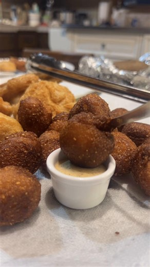 Dip these yummy hush puppies in your dipping sauce!! #fortheloveofglutenfree #recipe #chefjoz