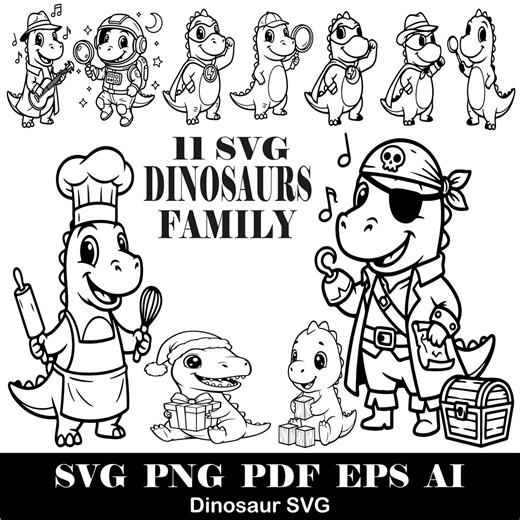 Dinosaur SVG Silhouette T-rex Cut Files for Cricut Clipart Kids Sublimation Digital Download - Etsy