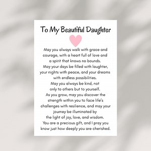 Daughter Blessing Card PRINTABLE Christian Religious Prayer Faith-based Appreciation Gift for Graduation Birthday DIGITAL DOWNLOAD Keepsake - Etsy