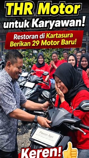 Viral! THR Lebaran Karyawan Ini Dapat Motor Baru, Bikin Haru! #feedshorts #beritaterkini #facts