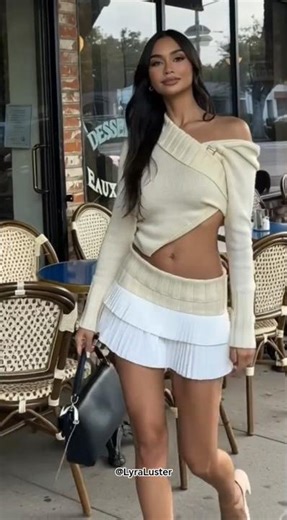 Off Shoulder Crop Top with Mini Skirt Elegance ✨🤍 #outfitideas #fashion #ootd