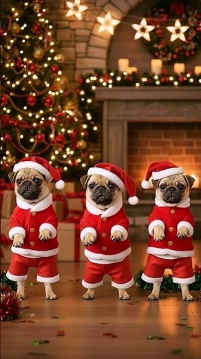Christmas Pugs Dancing
