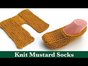 Mustard Knit Socks/Slippers || Knit Socks for Beginners