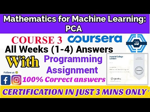 Mathematics For Machine Learning : PCA, Coursera all week(1-4) quiz answers with Assignment