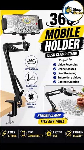 360° Adjustable Mobile Holder |Desk Clamp Phone Stand|Perfect for YouTube & Online Classes#flipkart
