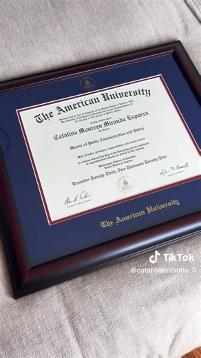You earned your diploma. Now, frame and protect it! 🖼️ Catalina framed her Master's diploma with a custom frame from Framing Success. 🎓 Design your frame: herff.ly/framesocial - 📷 catalinamiranda_0 on TikTok | American University #HerffJones #FramingSuccess #DiplomaFrame #CollegeGrad #collegegrad #wintergraduation #wintergrad #2023grad #2024grad #graduationszn #gradszn #diplomaframes #framesfordiplomas #highschoolgrad #graduate #alumni #giftsforgraduates #graduationgifts #americanuniversity |