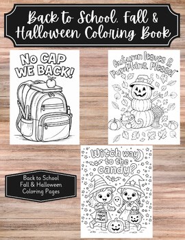 29-Page Back to School, Fall & Halloween Coloring Book