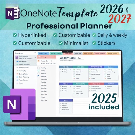 Onenote Planner 2025, 2026, 2027 | Professional Onenote Template for Work & Project Management | Daily Weekly Monthly Task Tracker - Etsy Canada