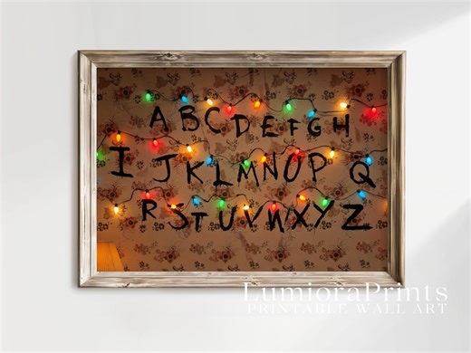 Stranger Things Alphabet Wall Art With Lights | Vintage Alphabet Poster | 80s Inspired Kids Room Decor | Playroom Printable Wall Art - Etsy Australia