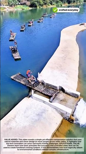 Ingenious Bamboo Raft Crossing System on a River Dam #craftedeveryday