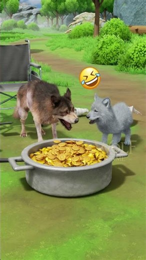 When a Fake-Disabled Wolf Scams a Gorilla…😂#wolfgame #wolf #animalshorts #wolfstory