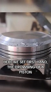 5.9K views | Machining piston crowns, in this case using a milling machine, is often performed to correct compression ratio and can also be performed to improve piston shape for combustion. Material is removed with use of a lathe or a milling until desired shape/pattern is acquired. #mechanik #mechaniclife #meme #engineering #machining | Automotive World | Facebook
