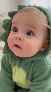 "The mini T-Rex version has arrived!" 🦖 Baby in a green dino costume, showing off the first tiny tooth. Absolutely not scary, just purely adorable! #FirstTooth #DinosaurBaby #CuteOnesie #BabyCostume #BigBlueEyes #HappyBaby | TICA