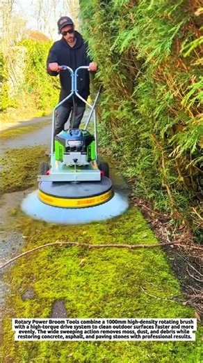Rotary Power Broom Tools Clean 1000mm Outdoor Surfaces with High Torque Brush System