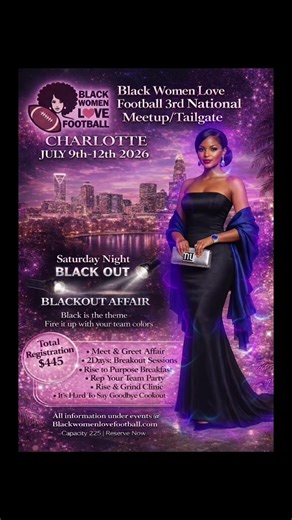 🎥🔥 POV: You’re getting ready for the BWLF Blackout Affair 🖤✨ All black fit ✔️ Team color pop ✔️ Confidence on 100 ✔️ Saturday Night at Nationals is NOT regular… it’s an AFFAIR🤩🔥 Charlotte | July 9–12, 2026 Are you registered or nah??? 👀🏈 If you are — get ready! If you not, what are you waiting for ?? Don’t miss out! #BWLFNationals #BlackoutAffair #FootballGirls #CharlotteNC