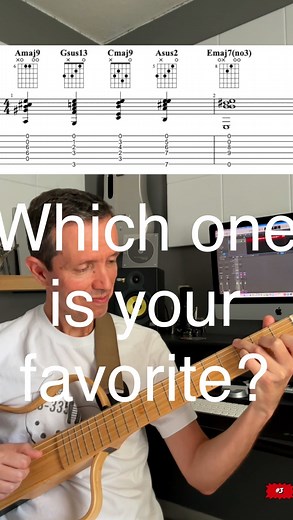 Walter Rodrigues Jr 🎸 | Chord progressions with common note high E Which one is your favorite? (typo: 4th chord in progression 3 is a Bsus9) #fingerstyle... | Instagram