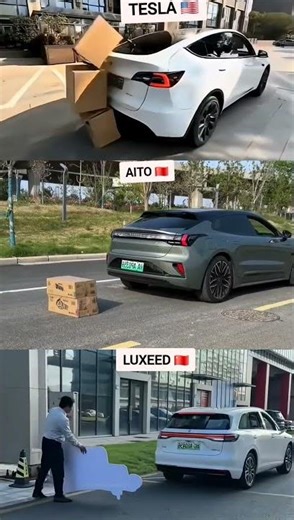 Rear AEB Test: Tesla vs AITO vs Luxeed 🚨 Reverse Brake Test