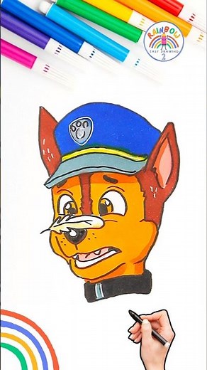 Draw PAW Patrol Simple | Draw PAW Patrol Funny Chase Drawing Wow 🌈 🐶 #short #pawpatrol
