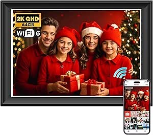 2K 64GB 10.5 Inch Digital Picture Frame,WiFi6 Digital Photo Frame 1920x1280 FHD IPS Touch Screen 100% sRGB,Share Photos & Videos via Frameo App, Extend Storage by SD Card and USB Drive,Clock,Weather