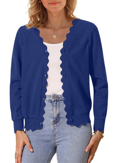 MOSHU V neck Cardigans for Women Long Sleeve Button Down Sweaters Open Front Knit Shrugs Cardigan Outerwear Coats