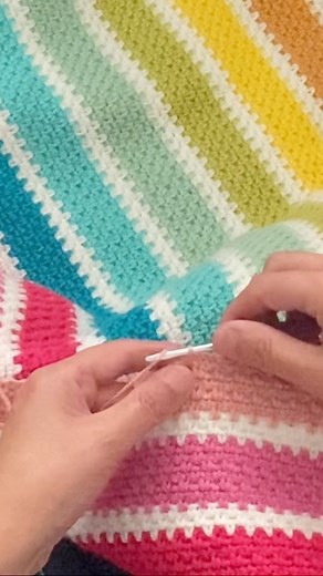 Really enjoying working these C2C moss stitch stripes! | Little Dove Crochet