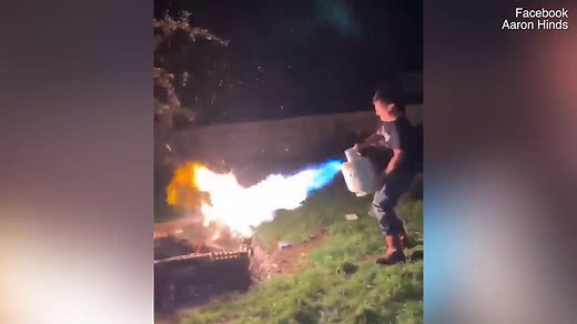 Terrifying moment man lights BBQ with gas bottle 'flamethrower'