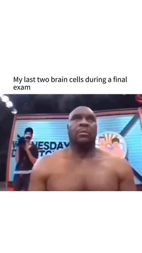 Memesfyp on Instagram: "This video is a hilariously accurate metaphor for that moment during a final exam when your brain decides to call it quits. It features two individuals making increasingly absurd facial expressions, perfectly representing “the last two brain cells” struggling to communicate or retrieve information under pressure. As the exam clock ticks down, the goofy, disconnected nature of their movements mirrors that feeling of cognitive overload, where logic is replaced by sheer ment