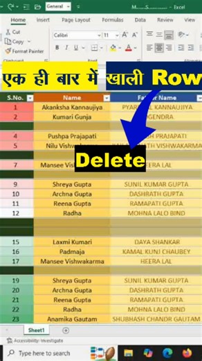 Aniruddha kumar on Instagram: "Excel me ek sath sabhi empty row ko delete kare #excel #computer #reels #viral #reelsinstagram"