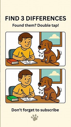 Dog Ate My Homework! Spot 3 Differences 🐕