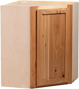 Quicklock RTA (Ready-to-Assemble) 30" Tall Wall Kitchen Cabinets - Shaker Style | 100% Hardwood | Made in America | Soft Close Hardware (Rustic Hickory, 12" D x 24" W x 30" H Corner)