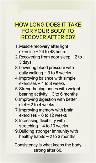 HOW LONG IT TAKES TO IMPROVE YOUR HEALTH AFTER 60