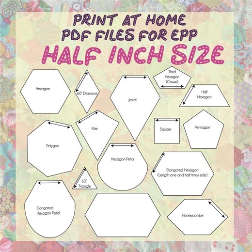 Printable Half Inch EPP Hexagon Templates | Quilting & Patchwork A4 - Etsy