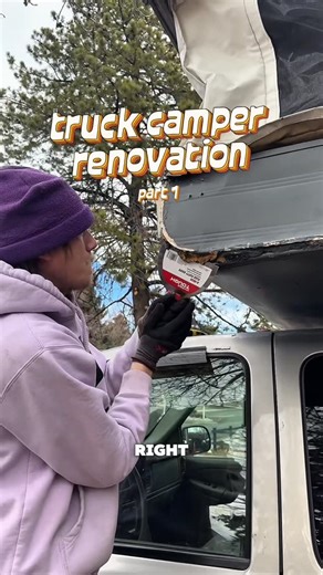ky ☀️ on Instagram: "just another day of having no idea what i’m doing and still doing it anyways!! 🙈😅 we are moving back into our truck camper and we have less than 2 weeks to replace and reframe the overhang where our bed sits! step 1: remove the rotted wood and gather supplies 💅 Truck Camper, Renovation, Nomad Life, Camper Renovation"