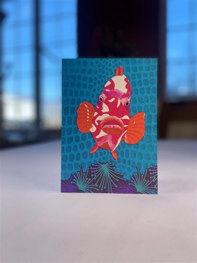 Tropical Fish Paper Collage Greeting Card, Quirky Colorful Marine-life Stationary, Humorous Aquatic Life Note - Etsy