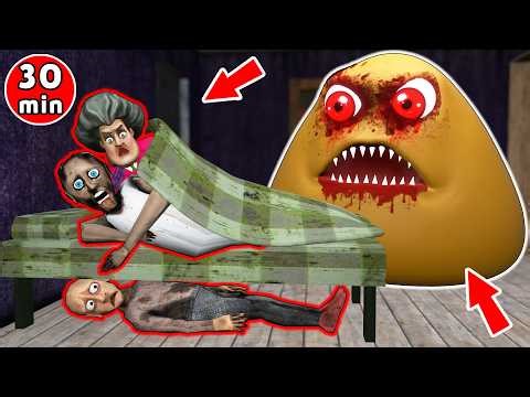 Granny vs Scary Teacher 3D vs Grandpa vs Evil POU - funny horror animation (fun mix 12)