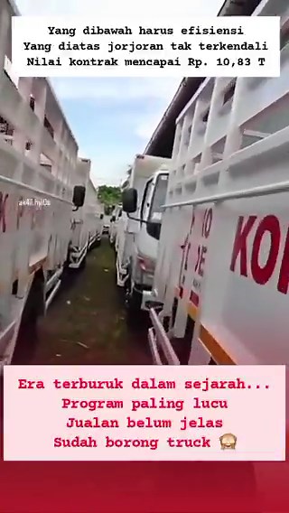 Pt Agrinas Pangan Nusantara memesan 20.600 unit truck Mitsubisi Fuso dg nilai kontrak 10,83 Triliun.Efisiensi.....😩