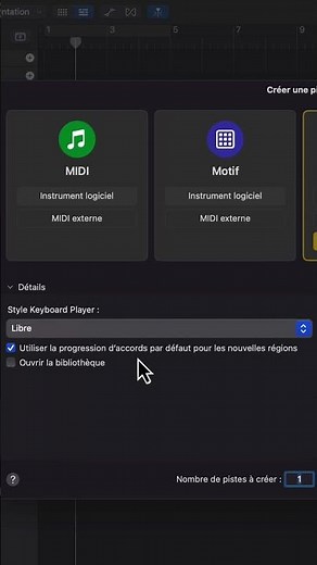 Tutoriel Logic Pro 11 (Français): créer une piste Session Player sans progression d'accords