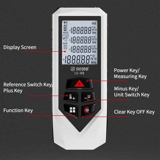 100m High Accuracy Red Laser Handheld Distance Meter with LCD Display Affordable Measuring Tool for Construction Surveying