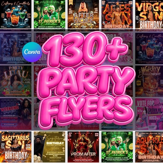 Party Flyers Bundle, Club Party Bundle, R&B Night Club, Freaknik, Birthday Event Flyer, Sunday Hangover, Pool Party All Black White Editable - Etsy