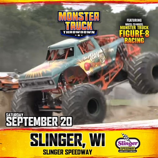 🚨 WIN FREE TICKETS 🚨 We’re partnering with Monster Truck Throwdown to give TWO families an unforgettable afternoon of speed, style, and destruction on Saturday, September 20th! That’s right - TWO Family 4-Packs are up for grabs! To enter, simply: 💬 Leave a COMMENT tagging your friend that you’d bring to Monster Truck Throwdown 👍 LIKE this post 🤝 Follow Slinger Super Speedway AND Monster Truck Throwdown …and YOU and YOUR FRIEND that you tagged might be our winners! Contest ends ‼️ Friday, Se