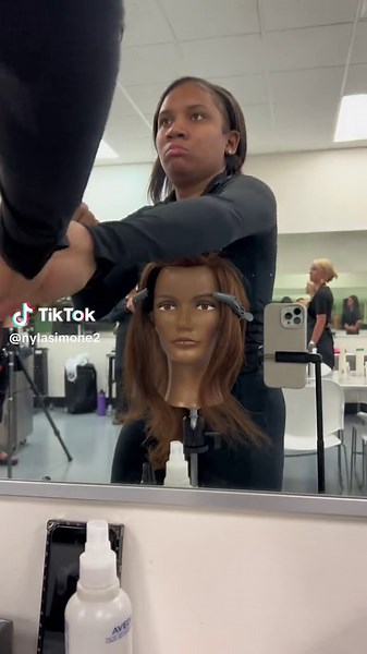 My first marcel iron workshop went a little something like this…🤭😅 #cosmetologyschool #avedainstitute #cosmetologystudent #blackhairtiktok