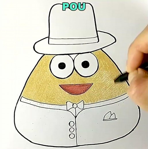 Dibujamos y Coloreamos a Pou con Traje | Dibujos para Niños