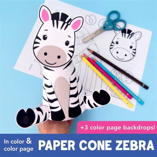 Low Prep Zebra Craft Printable for Kids | Easy Zoo Animal Paper Craft | Fun Coloring & Cutting Activity Wild Animal - Etsy