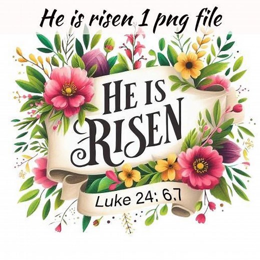Bible Clipart Cute Png He is Risen Floral Clipart Commercial Use Easter Clip Art Luke 24 - Etsy