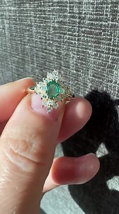 Estate Solid 14k Natural Emerald & Diamond Ballerina Ring - Etsy
