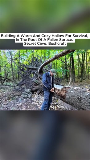 🌲🔥 A SECRET SURVIVAL HOLLOW Built inside the roots of a fallen spruce. Hidden like a cave. Warm. Cozy. Silent. Pure bushcraft — made to survive when no one knows you’re there. 🛖 Would you trust this shelter in winter? #bushcraft #survivalshelter #secrethideout #forestlife #offgridliving #primitiveskills #wildernesssurvival #campingreel #reelfb #outdooradventure #viralreels | The Secret Campground