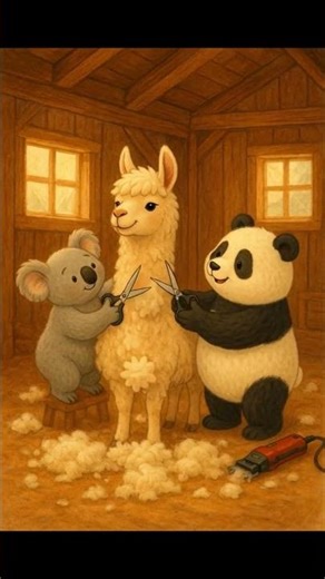 Fluffy Llama Gets a Haircut 🦙✂️ | Panda & Koala Help!